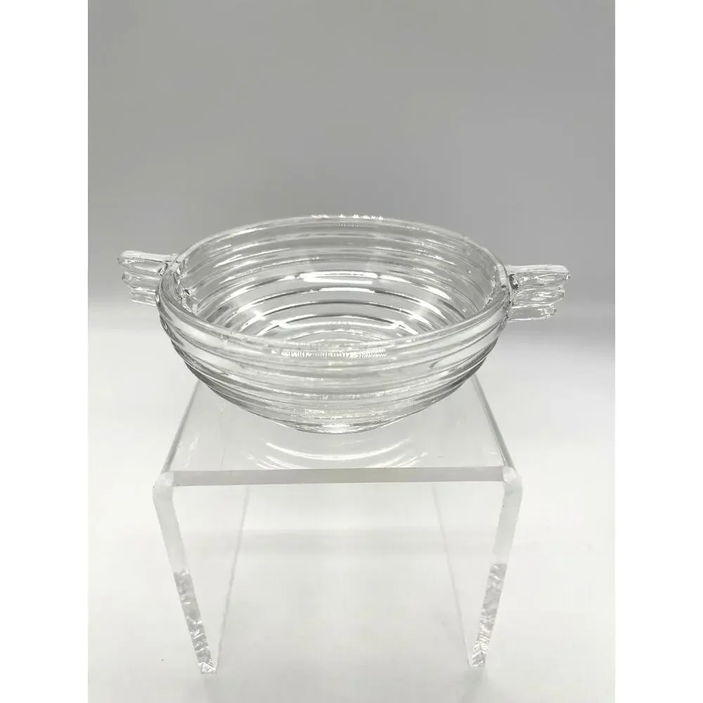 Vintage Art Deco Anchor Hocking Ribbed Glass Bowl Manhattan Pattern 4.5